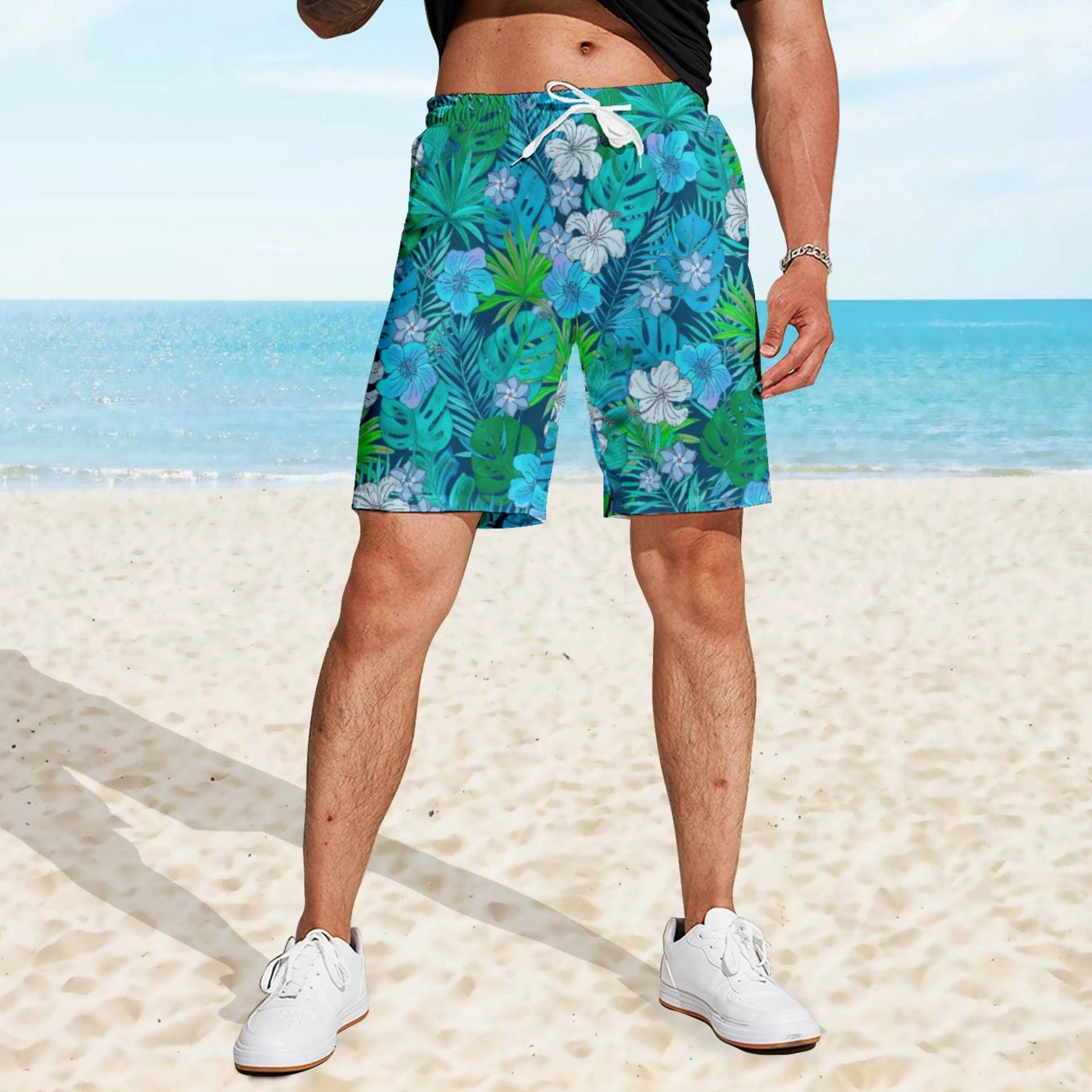 New Watercolor Ink Summer Fashion Men Women Tracksuits Crewneck Hip Hop Shorts Plus Size S-7XL Gym Shorts Beach