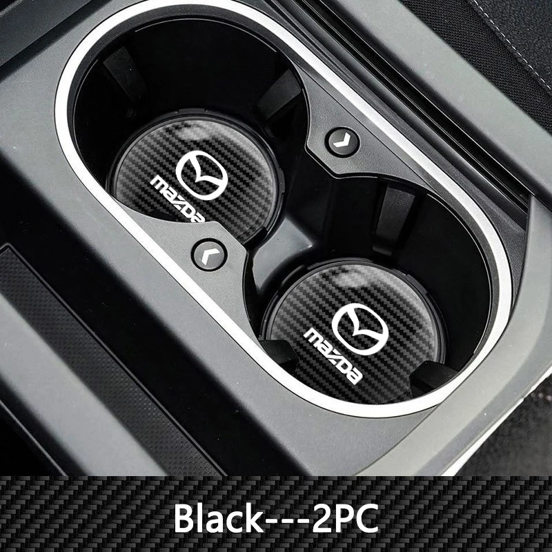 2025 حار 2 قطعة سيارة ألياف الكربون الغراء كوستر المضادة للانزلاق كوب ماء شرب حصيرة لمازدا 2 3 6 BM GJ CX-5 CX5 KE KF CX-3 CX7 CX-8 Acc #2