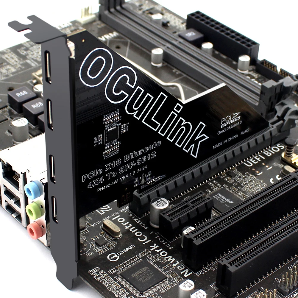 1 PC PCIe X16 To SFF 8611&8612 Adapter Card PCIE 16x To Oculink SFF-8612 & 861 Adapter Expansion Card for  Os/Windows/Linux