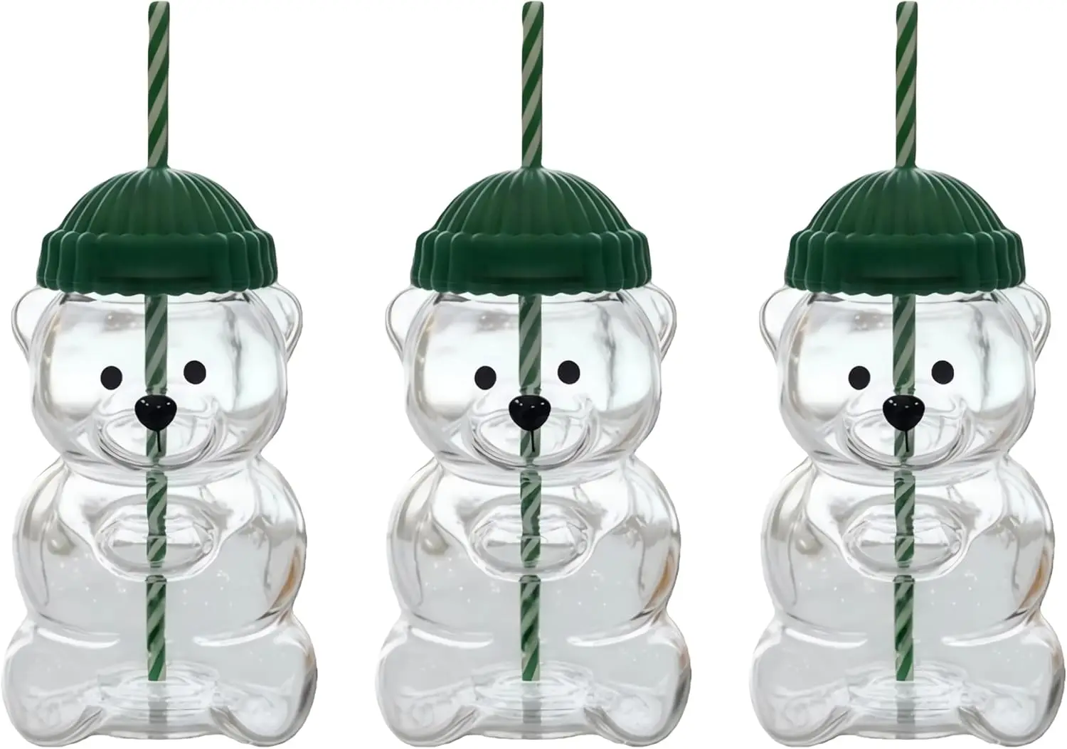

2025 New Bear Cute Mugs, Coffee Beer Wine Cocktail Drinks Glassware, Cute Bear Glass Cup with Straw 20oz, 3pcs Large