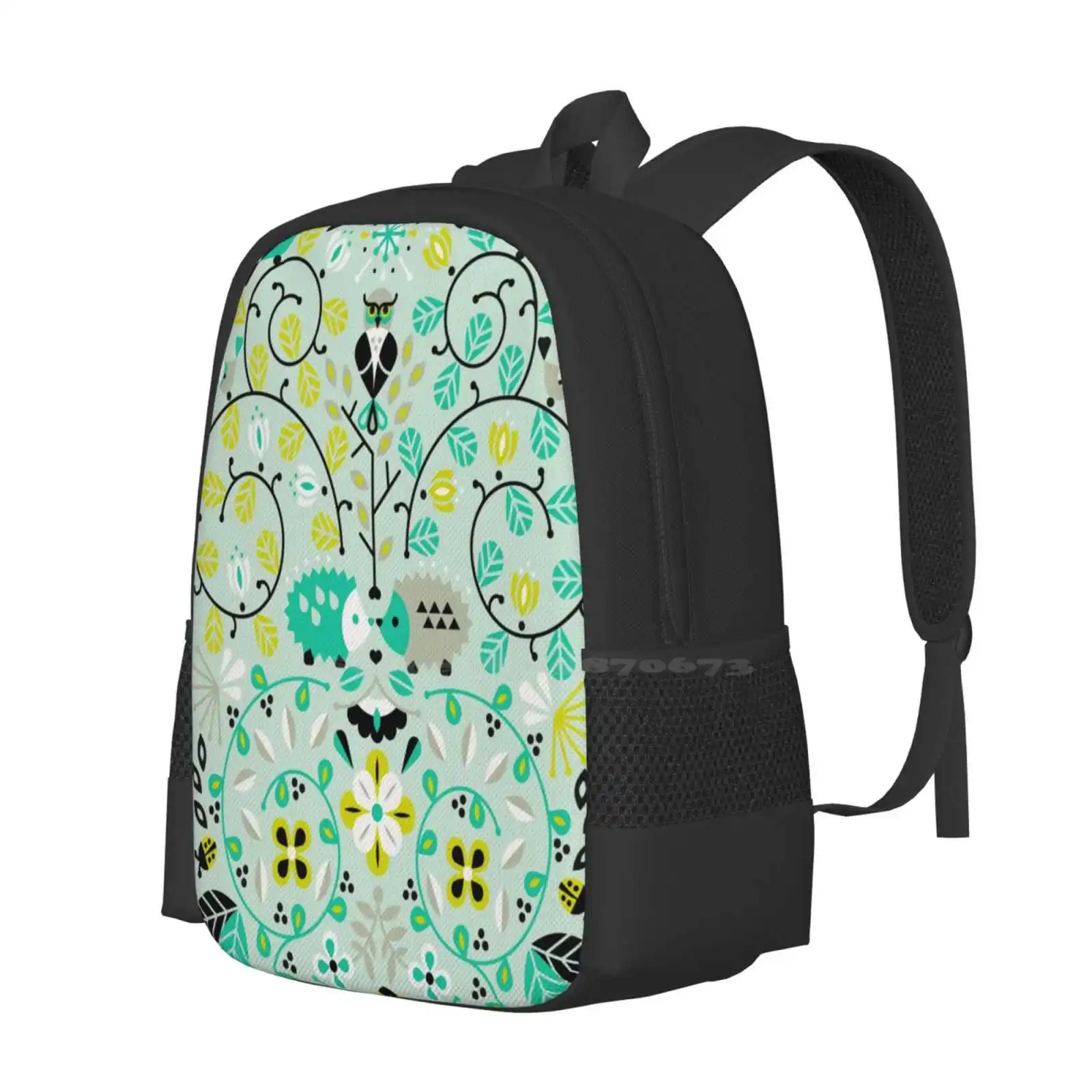 Hedgehog Lovers Backpacks For School Teenagers Girls Travel Bags Hedgehogs Bunnies Rabbits Digital Illustration Pattern