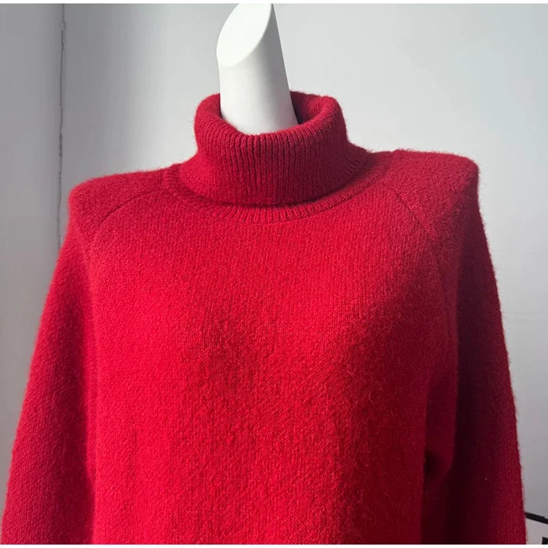 Damenrock 2-teiliges Set, gestrickter Rollkragenpullover mit langen Ärmeln, gerade lange Röcke, schicke einfarbige Outfits für Frühling und Herbst. – Detail 5