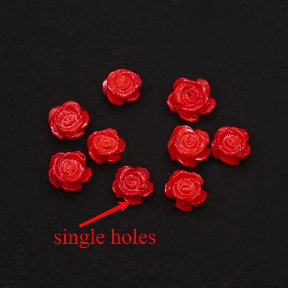 

Flower Shape Red Coral Beads Polygonal Engraved Artificial Coral Single Hole Loose Beads 1 Pc DIY Necklace Earring Accessory