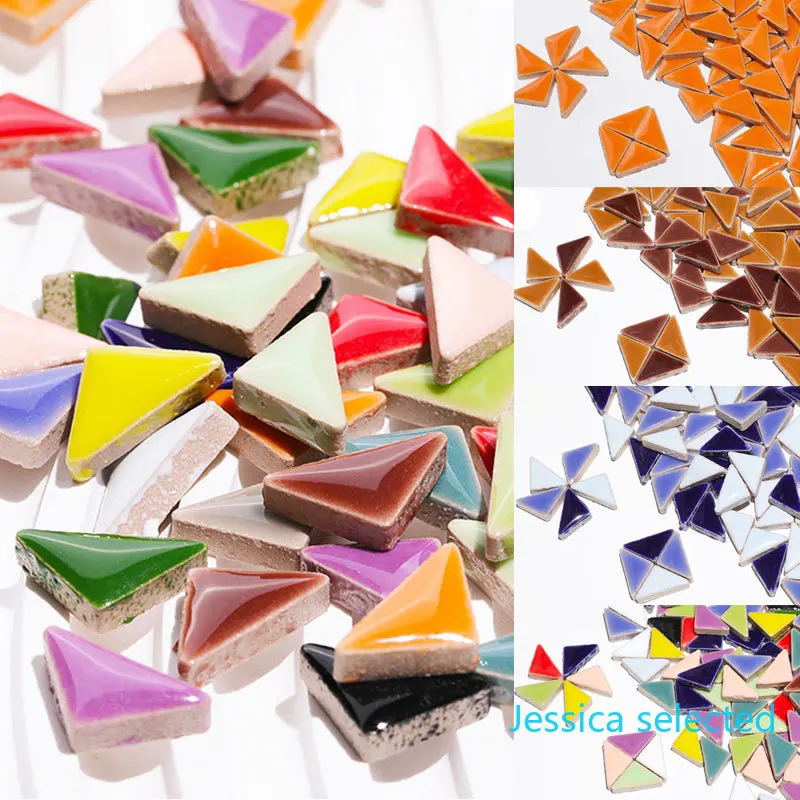 100g Polygon Porcelain Mosaic Tiles DIY Craft Ceramic Tile Mosaic Making Materials 1-4cm Length,1~4g/pc,3.5mm Thickness arte