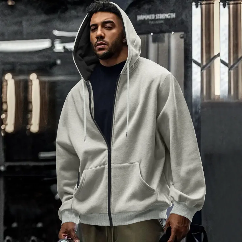 

Новинка 2025, мужская осенняя повседневная однотонная толстовка с капюшоном на молнии и длинными рукавами, пальто, мужская модная спортивная одежда на открытом воздухе, толстовки, куртки