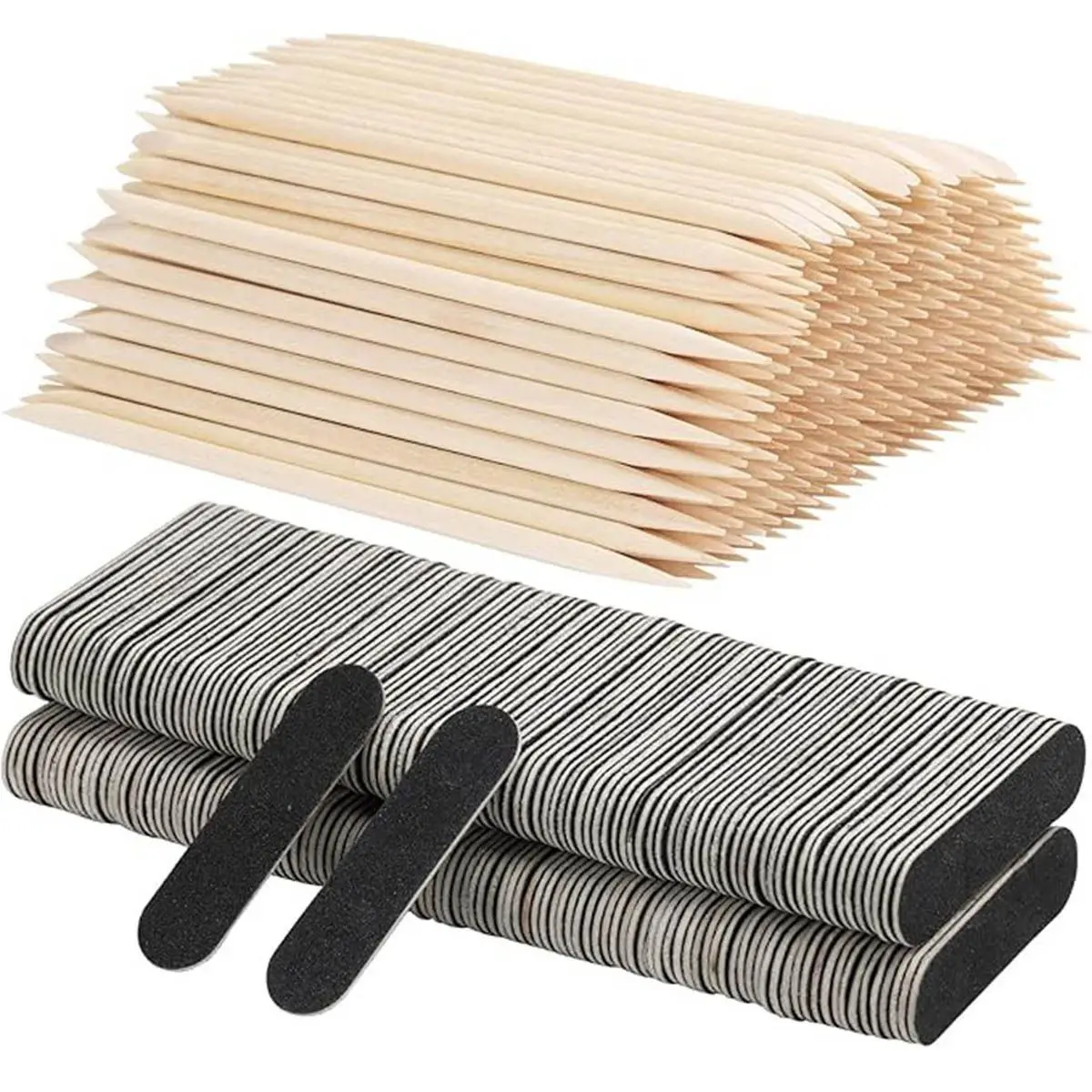 

400PCS Nail Files & Wooden Cuticle Sticks Set – Premium Manicure & Pedicure Kit for Nail Care, Nail Art, and Salon-Style Nails