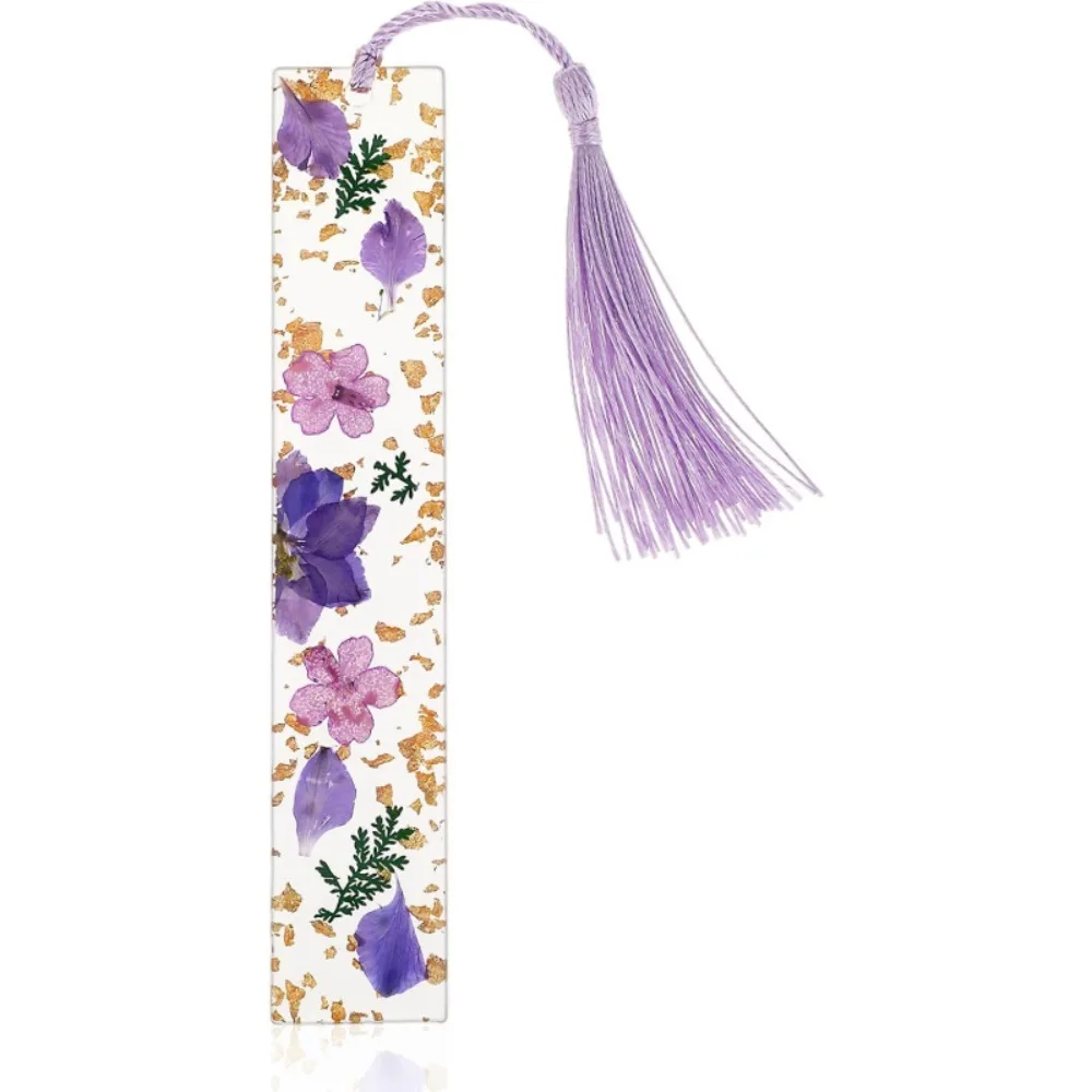 1 piece of 2D flat acrylic flower tassel transparent floral bookmark, durable, handmade, cute acrylic page marker, pretty bookmark clip, perfect gift for book lovers to boost reading interest