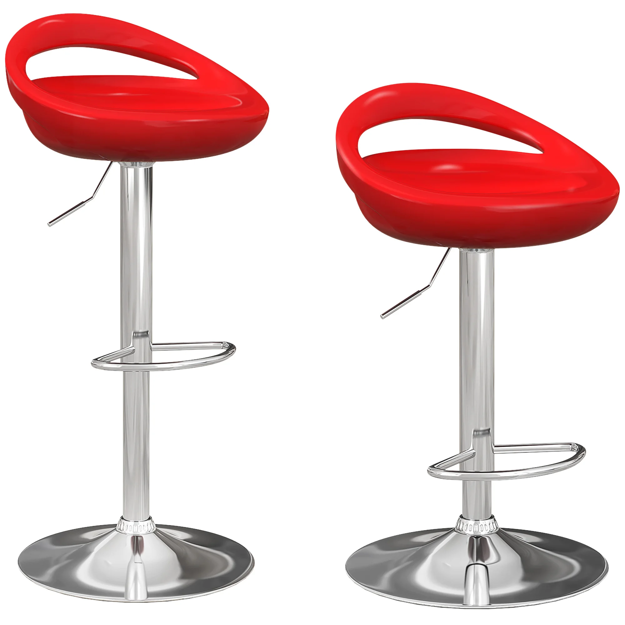HOMCOM Lot de 2 tabourets de bar, chaises de bar réglable en hauteur, chaise haute cuisine avec dossier, repose-pieds, pivotant