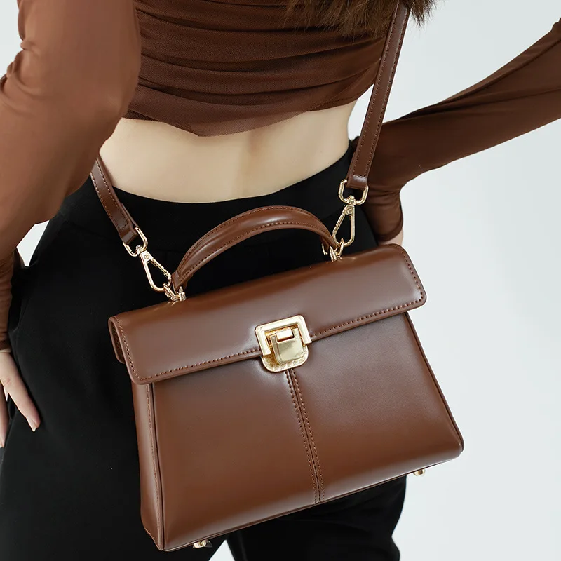 

Genuine Leather Handbag for Women Luxury Designer Branded Crossbody Office Lady Bag Fashionable Versatile Square shoulder bag