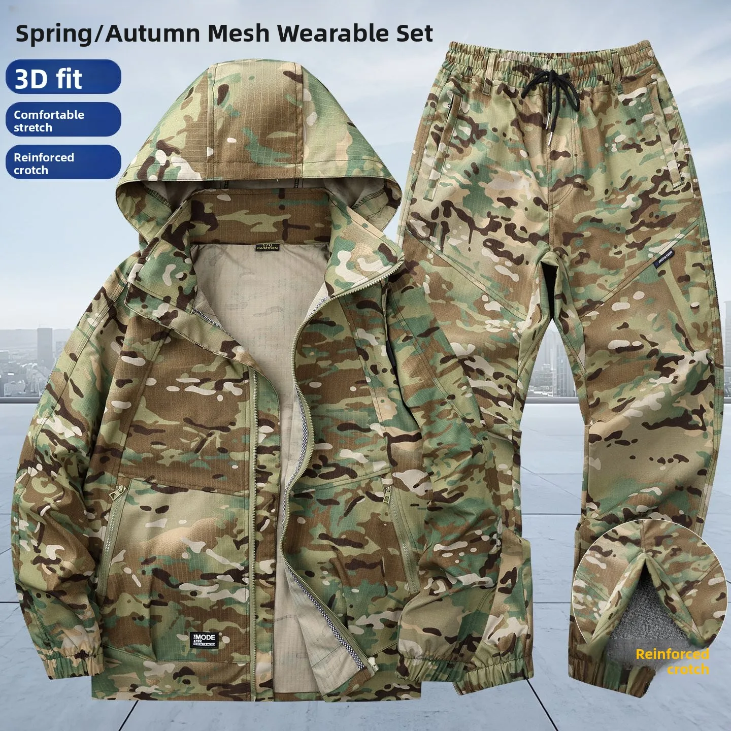 

Outdoor Camouflage Work orm Set for Men id Pattern Auto Repairing Protective Clothing Anti-Dirt And Wear-Resistant