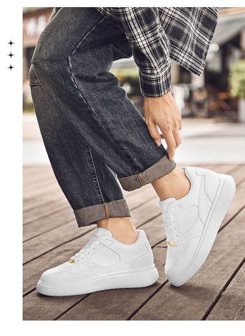 Herren-Skate-Schuhe aus Kunstleder mit Schnürung, versteckter Erhöhung der Höhe um 6/8/10 cm, rutschfester Plattform, für den Alltag und zum Gehen. – Detail 20
