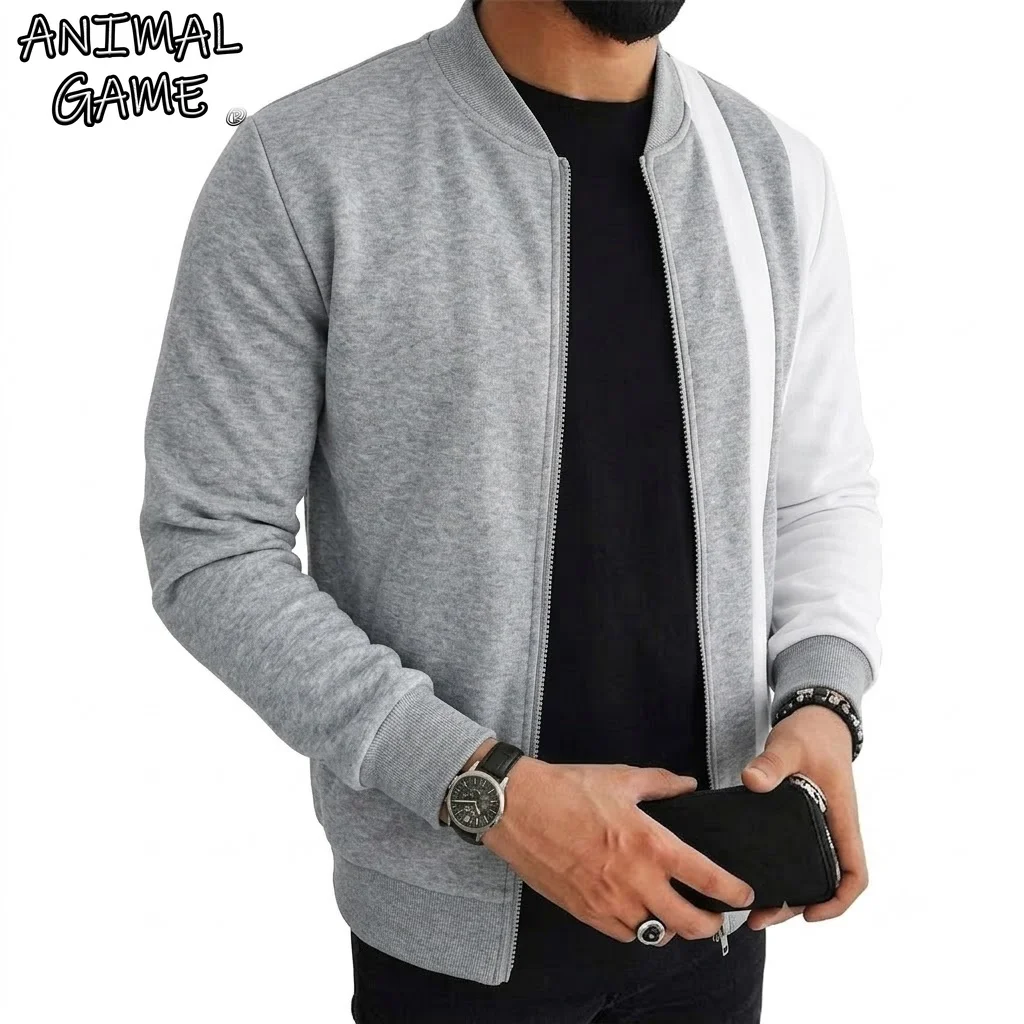 New Men's Colorblock Bomber Jacket Long Sleeve Full Zip Sweatshirts Casual Athletic Lightweight Outerwear Coat Streetwear Tops