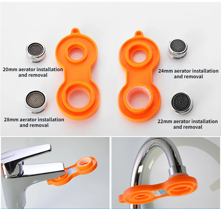 1/2Pc Water Outlet Universal Wrench Faucet Bubbler Wrench Disassembly Cleaning Tools Four Sides Available Bubbler Yellow Wrench