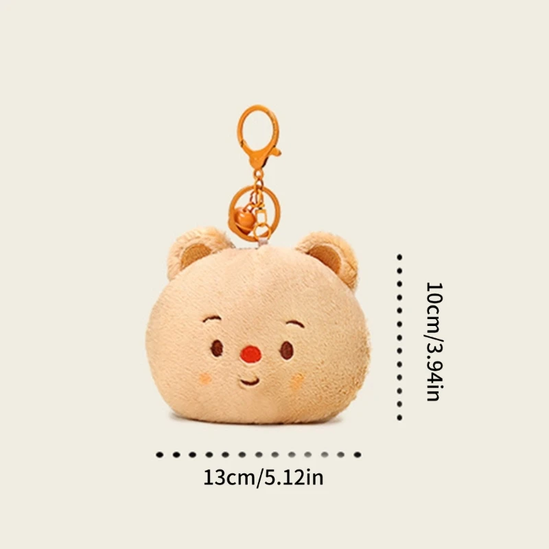 Multiuse Little Plush Butter Bear Change Purse Cartoon Keychain Hangable Earphone Storage for Daily Use Kids Gifts