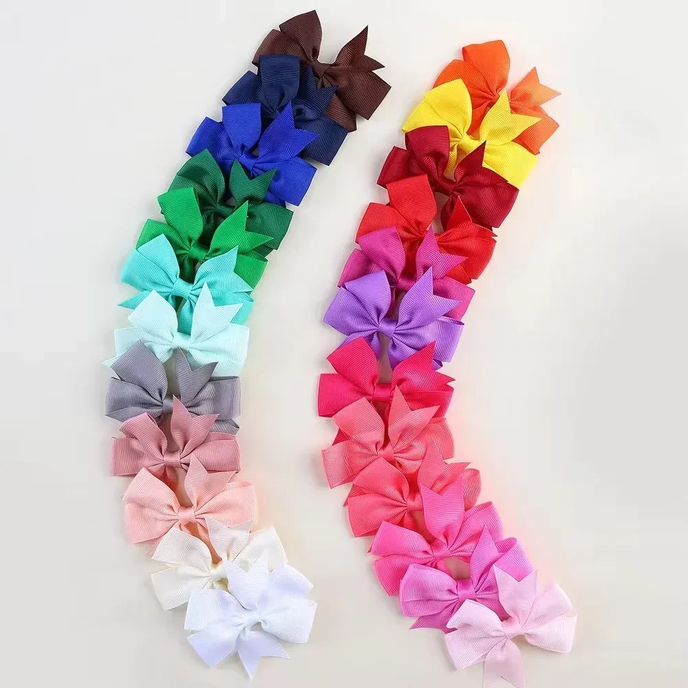 

24pcs/lot Solid Colors Hair Bows With Clip For Kids Girls Grosgrain Ribbon Hairgrips Boutique Hairpins Headwear Hair Accessories