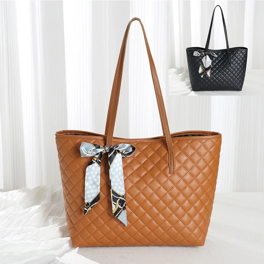 

All-Match PU Leather Tote Handbags Black Brown Ribbon Multifunction Crossbody Bag Zipper Korean Style Bow Shoulder Bag Women Ins