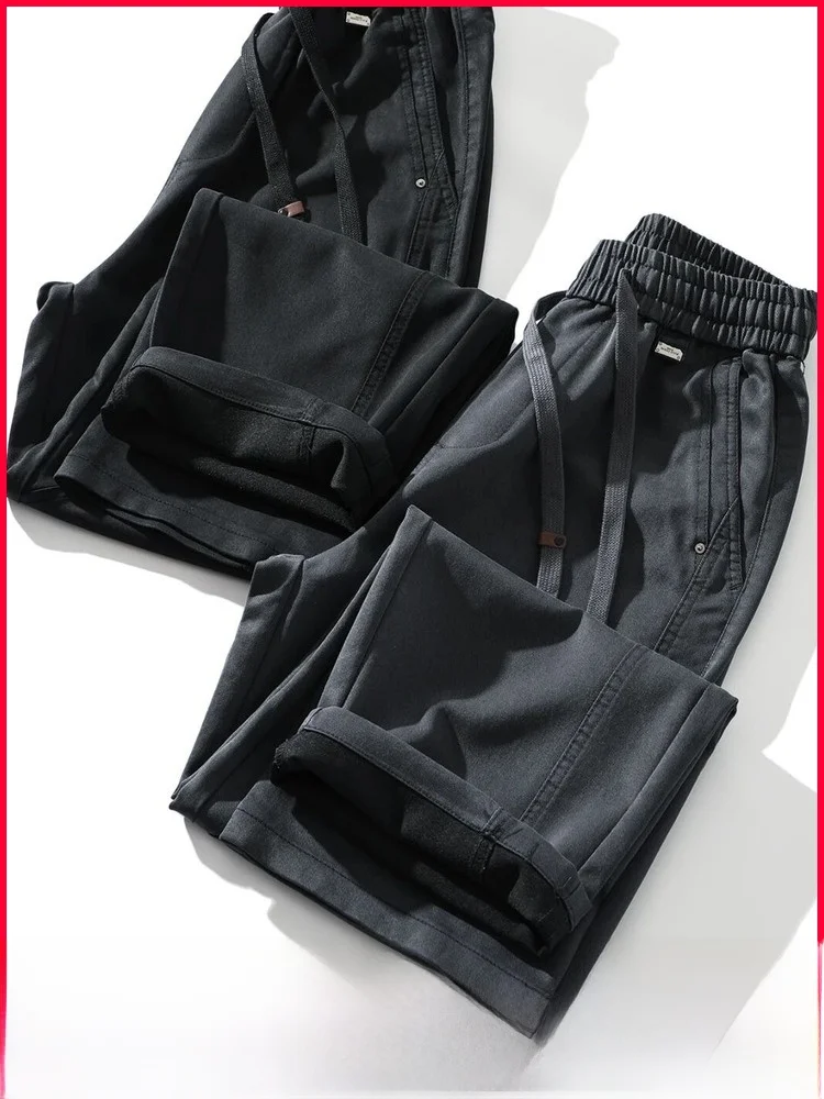 

Lyocell Blended Fabric Men's Autumn Loose Wide Leg Drapey Casual Pants Comfortable Breathable Straight Tube