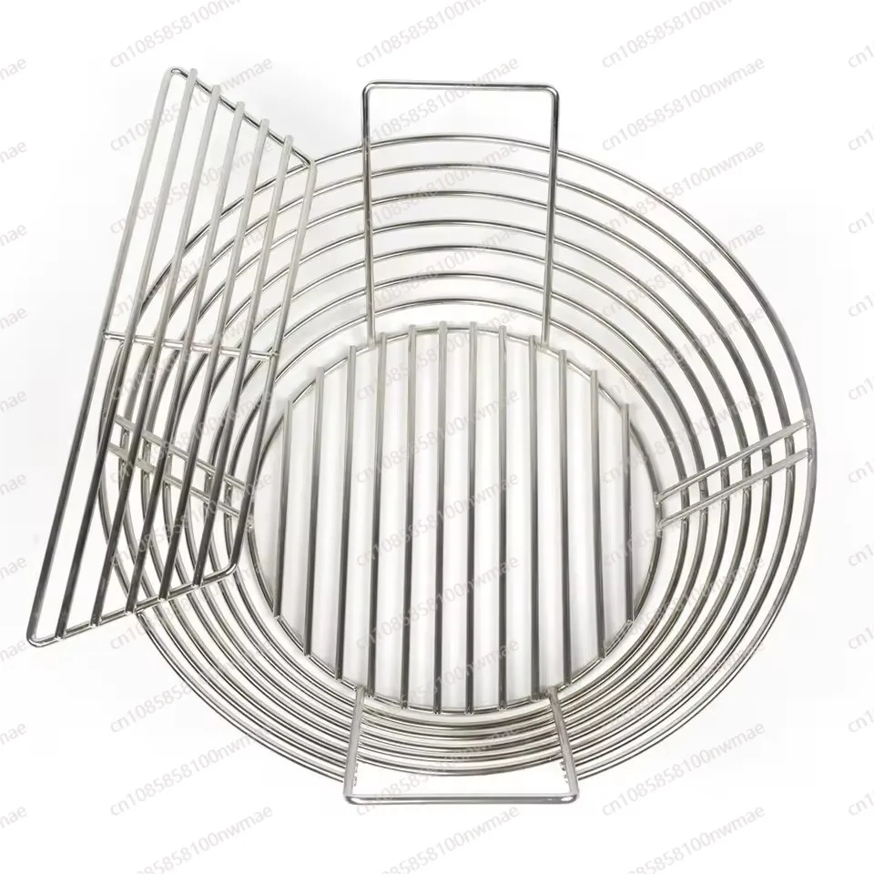 Stainless Steel BBQ Charcoal Basket With Divider Carbon Plate, Outdoor Barbecue Charcoal Leak‑Proof Net Grate