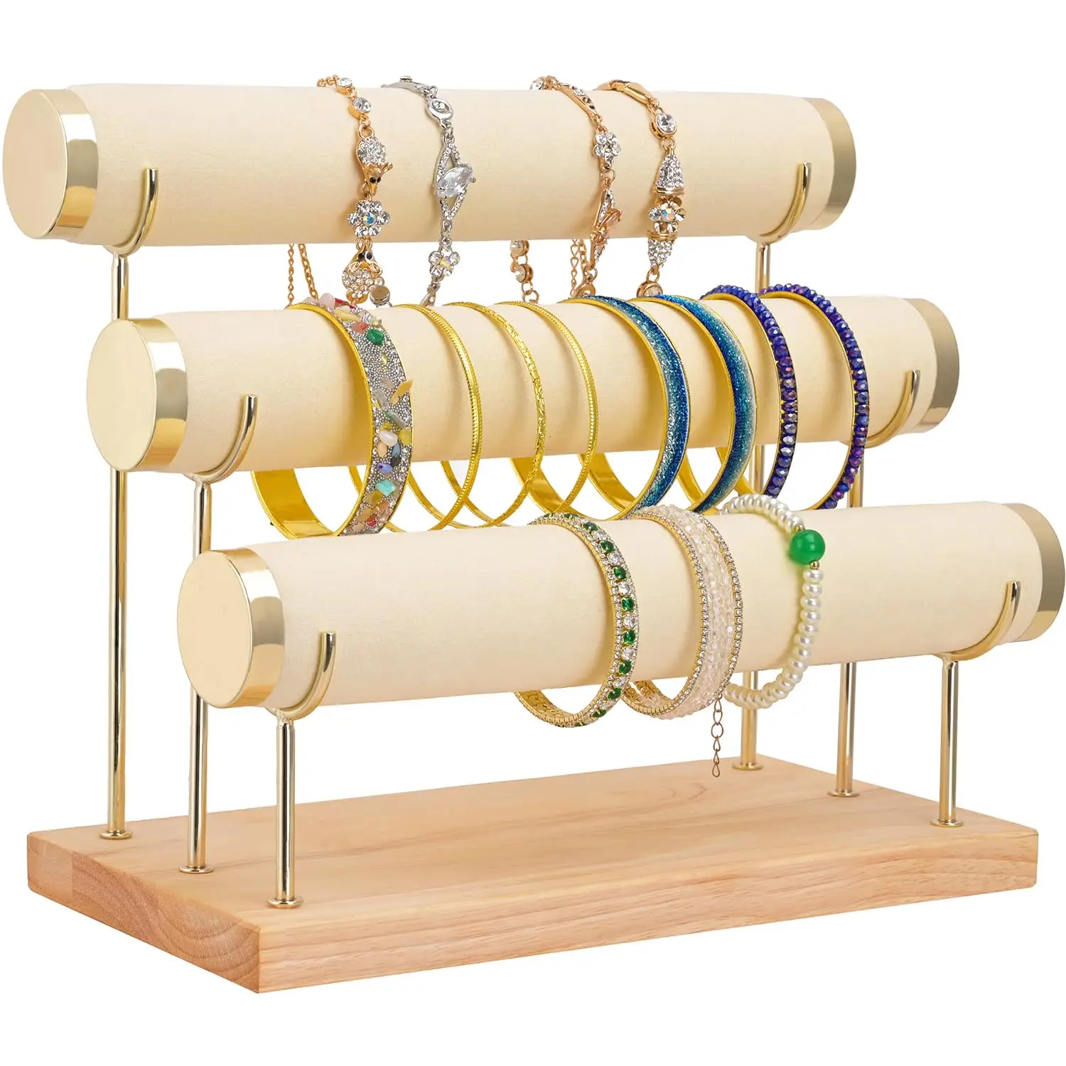 Afneembare armbandhouder Sieradenopslagstandaard met houten dienblad Sieradenhouder voor sieradendisplay - afbeelding 2