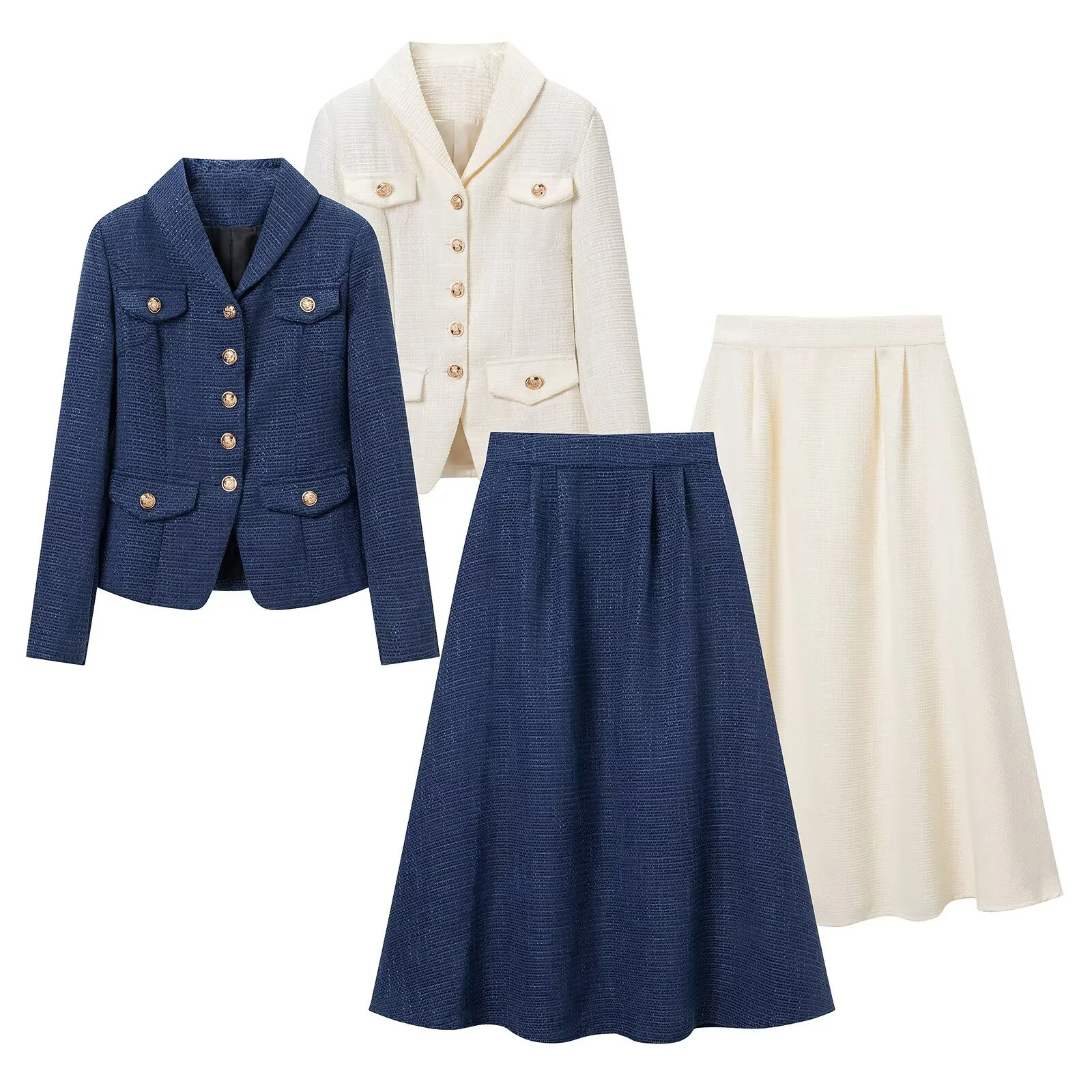Korean autumn and winter casual versatile short jacket top high waist A-line temperament versatile half skirt set