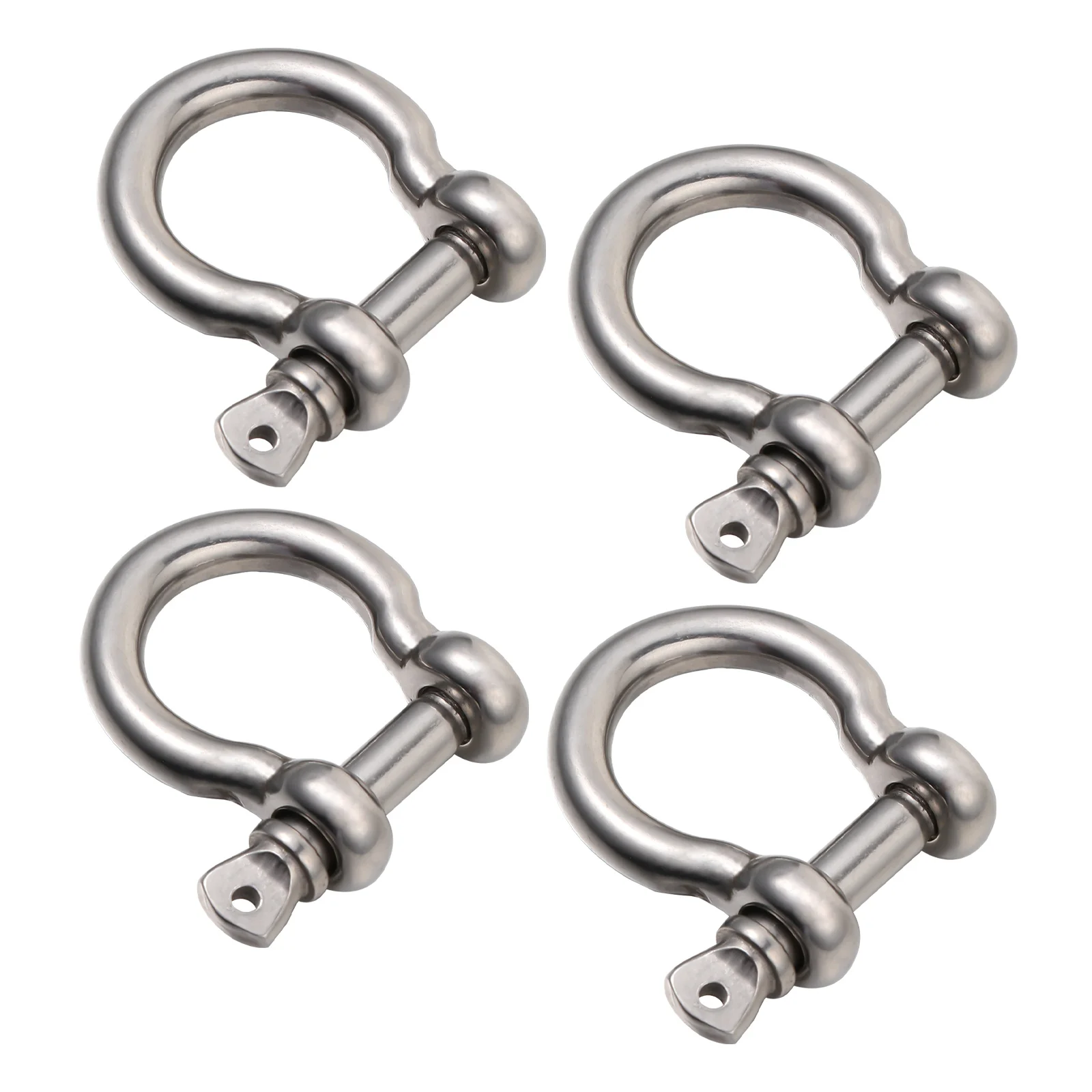 4 Pcs Bow Buckle Chain Sturdy Stainless Steel Shackle for Lifting Bolt Shackles Metal D-Ring