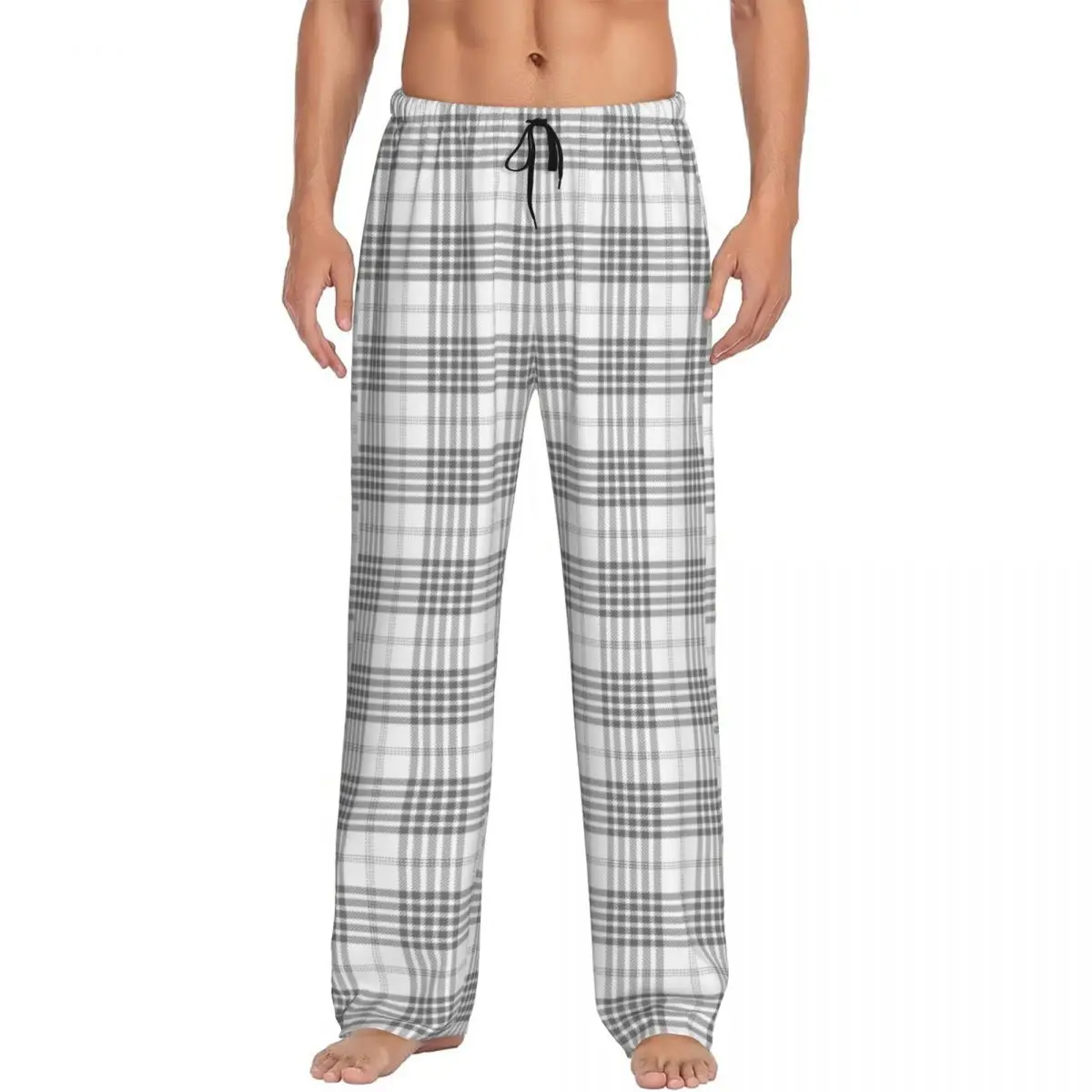 

Custom Men's Check Plaid Fabric Texture Pattern Pajama Pants Print Sleep Sleepwear Bottoms with Pockets