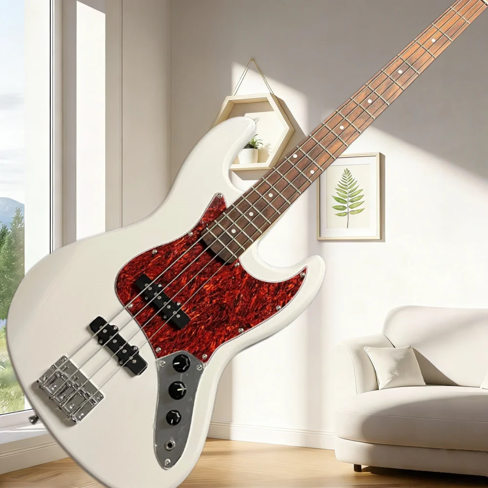 

Белая электрогитара BASS с корпусом из тополя, грифом из лаврового дерева, звукоснимателями SS, фиксированным бриджем, профессиональная, для рок-музыки, бесплатная доставка