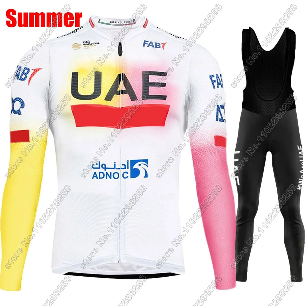 Team UAE 2024 Cycling Jersey Set Men Long Sleeve Tadej Pogačar Giro-Clothing Suit MTB Bike Road Pants Bib Ropa