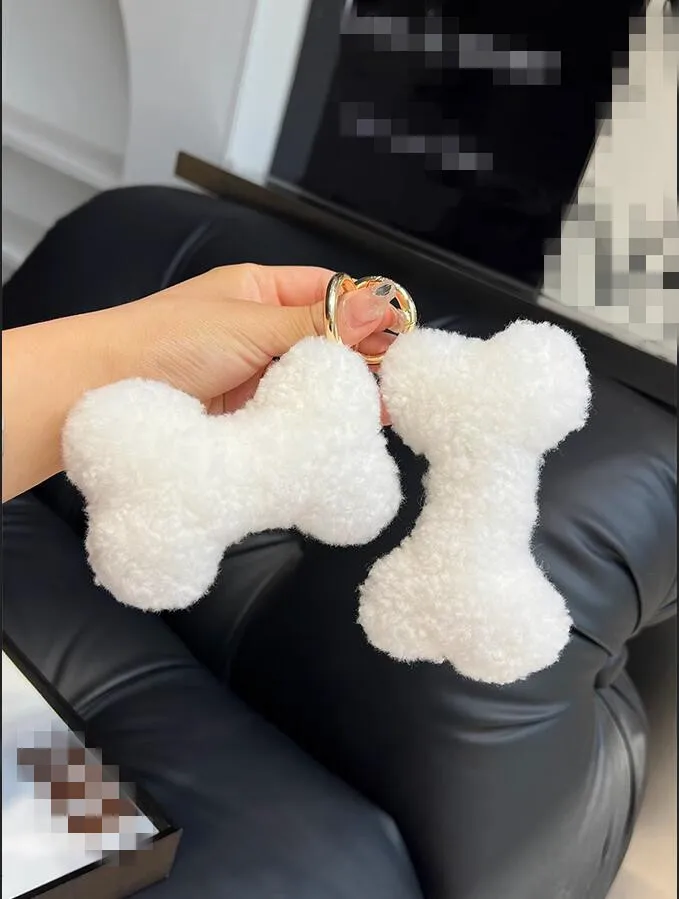 Real Shearling Fur Keychain Mini Bone Toys Handbag Charm Car Key Ring for Gift Pendant Accessories