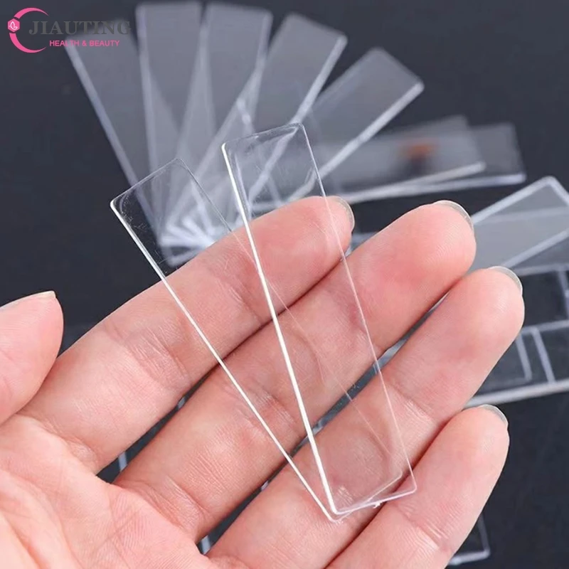50pcs/pack Transparent Nail Stand Press On Nails Packaging Fake Nails Display Stand Double Sided Tape For Salon Nail Decorations