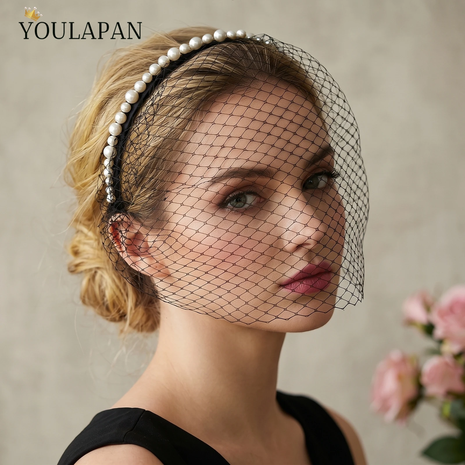 TOPQUEEN Women Birdcage Veil Wedding Blusher Veil Bachelorette Party Accessories Black Veil Brides First Communion Girls Va11