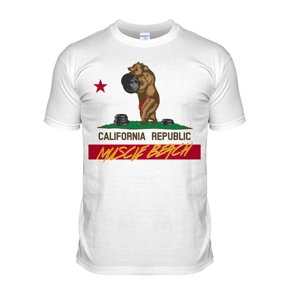 

Funny California Muscle Beach Gym Fitness Training T-Shirt 100% Cotton O-Neck Summer Short Sleeve Casual Mens T-shirt Size S-3XL