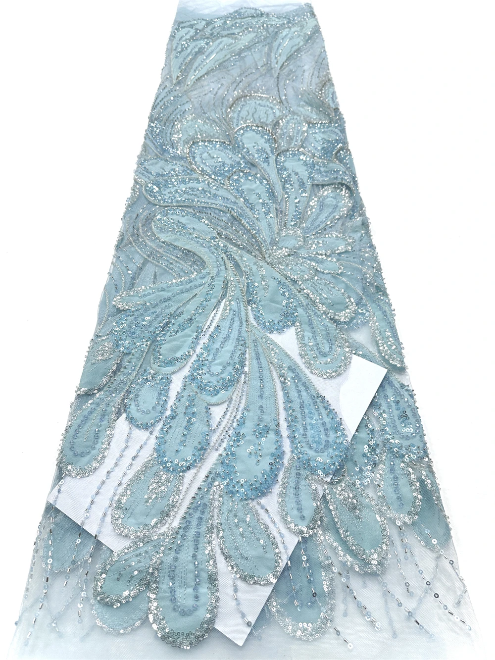 

Luxury Sequins Beaded Lace Fabric High Quality French african fabric for women Nigerian Embroidery 2 Yards for Dress Sewing