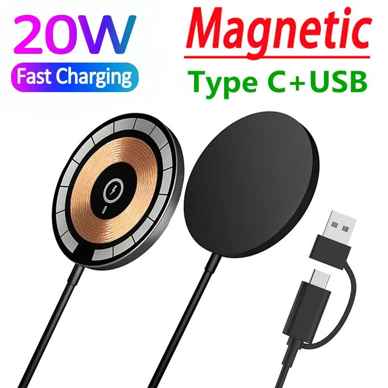 20W Magnetic Wireless Charger Pad Stand for iPhone 15 14 13 12 Pro Max Airpods PD Macsafe Phone Chargers Fast Charging Station