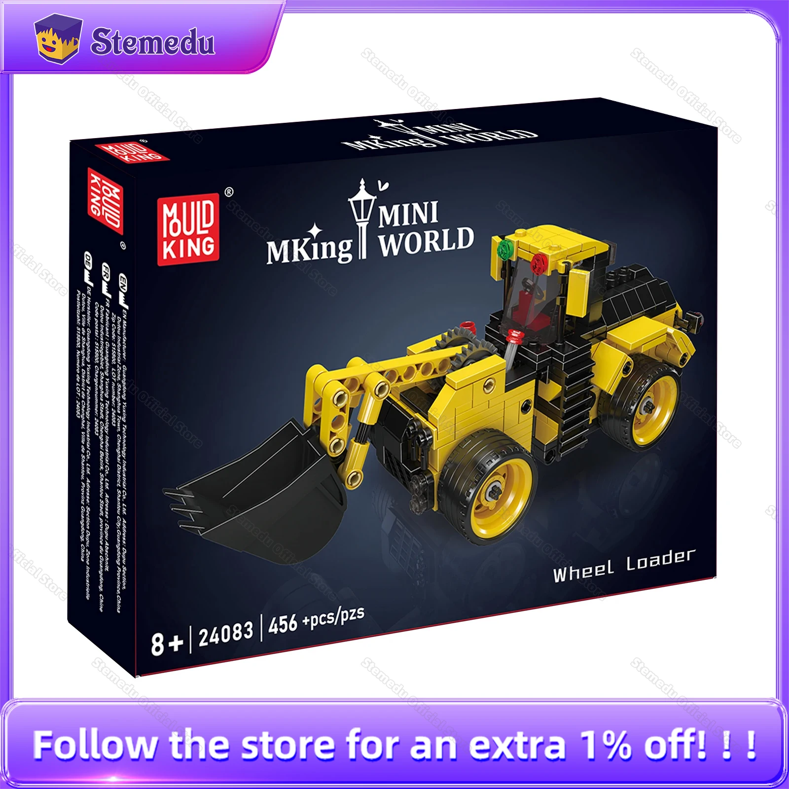 

Mould King 24083 Wheel Loader Building Blocks Engineering Vehicle Model with Bucket Kids Assembly Bricks Toys Birthday Gifts