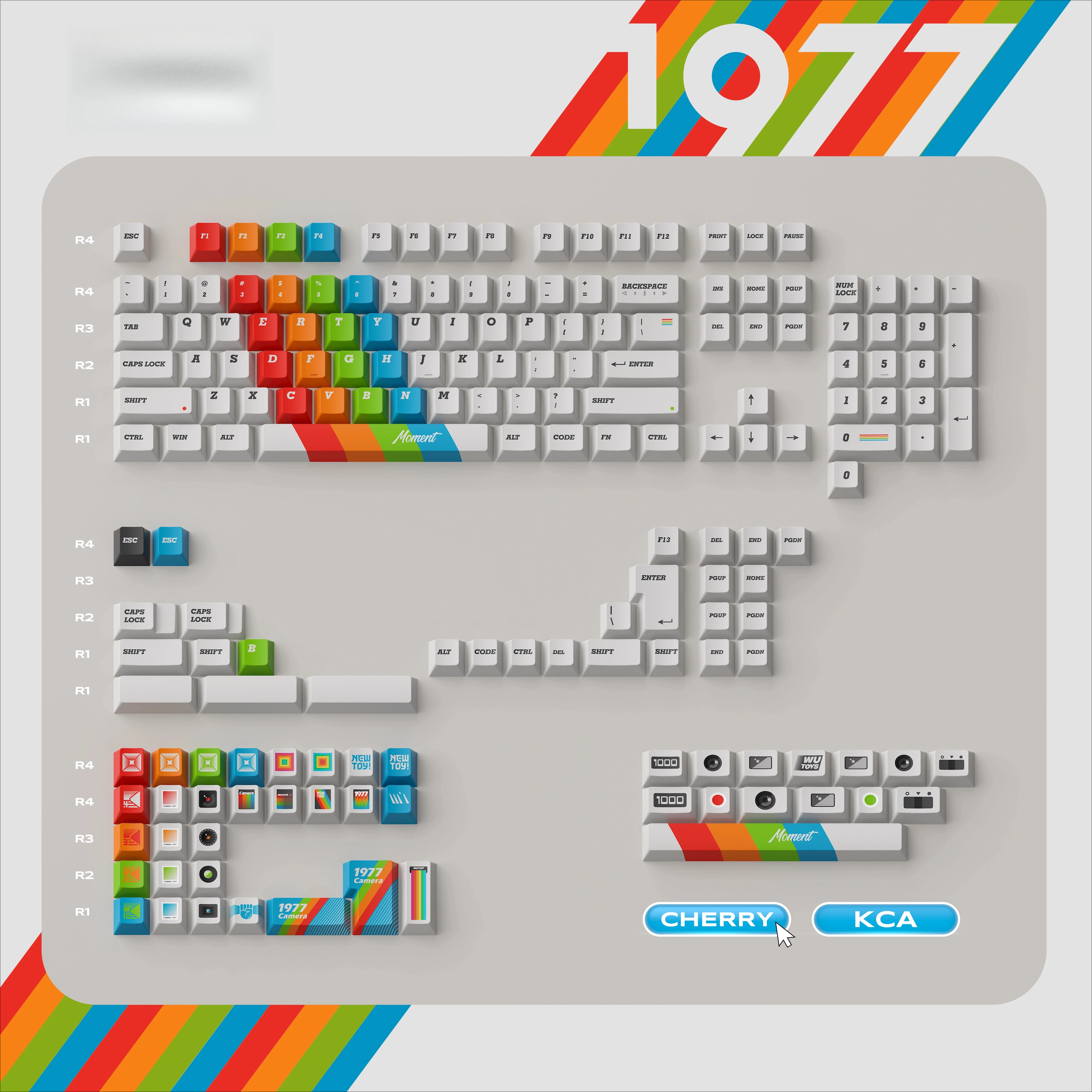 

Original Retro Polaroid Keycaps Original/KCA Height 176 Keys PBT Five-Sided Sublimation Mechanical Keyboard