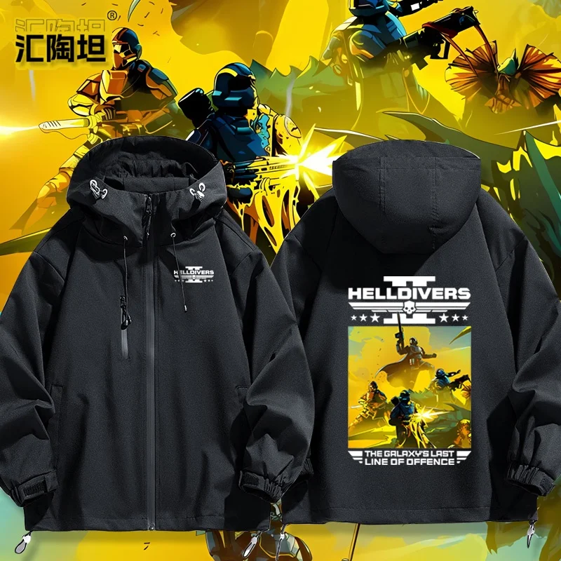 

Мужская ветрозащитная куртка Helldivers из полиэфирного волокна на молнии с капюшоном, удлиненная, стандартного кроя, для весны, осени и зимы