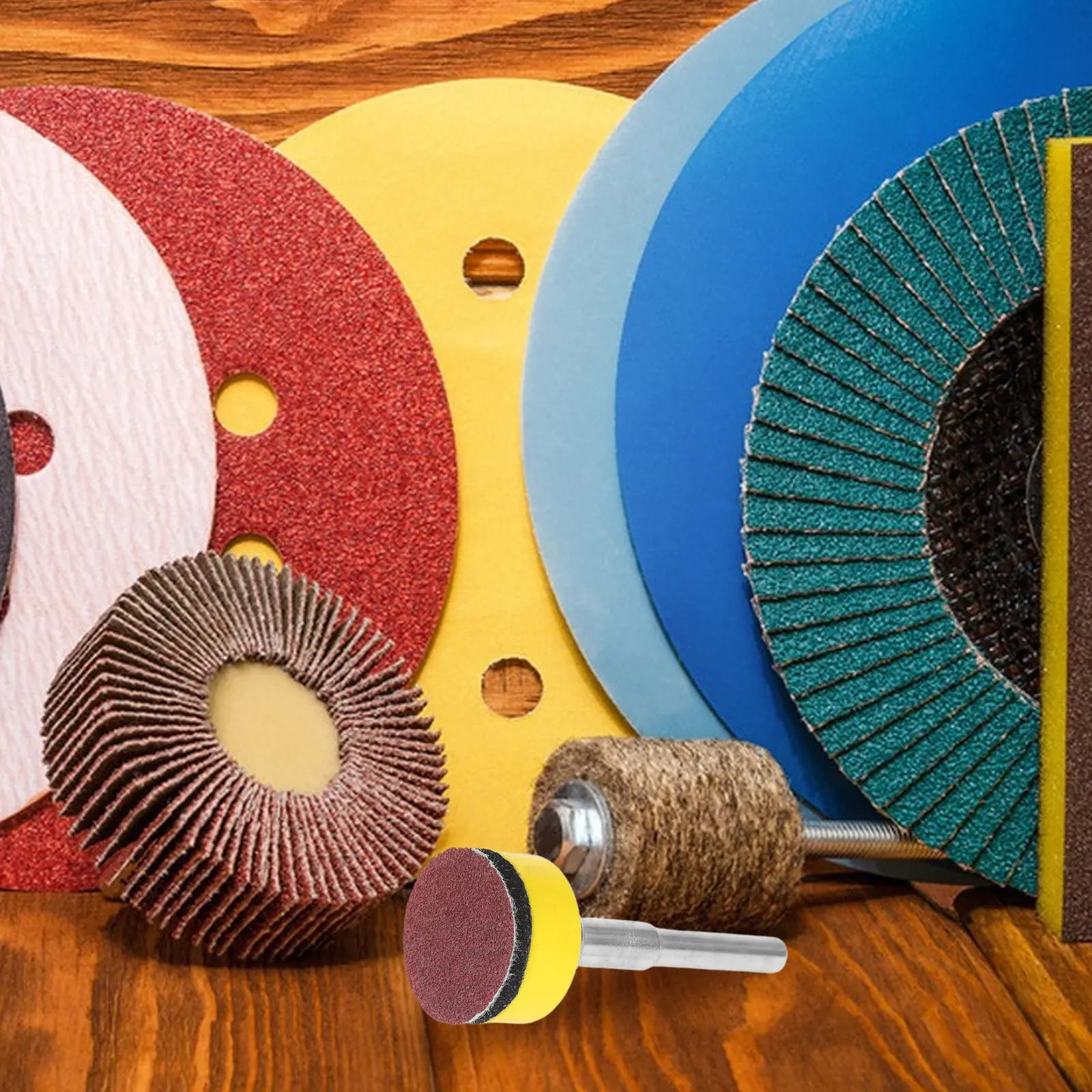 

100Pcs Round Flocking Sanding Discs Grinding Abrasive Paper Polishing Sandpaper Sander Attachment Auto Wood 180 240