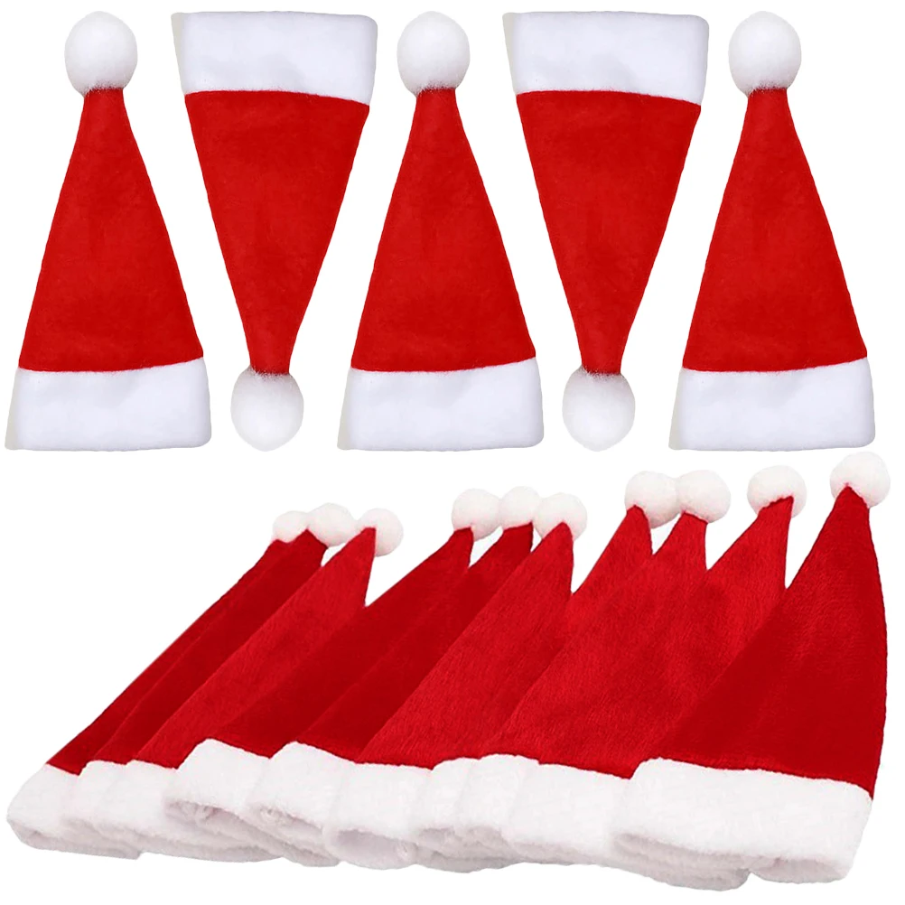 Mini sombrero de Navidad, cubiertas para cubiertos, soportes para cubiertos para botella de vino, adorno, decoración de mesa, suministros para fiestas navideñas, cocina, 25 uds.