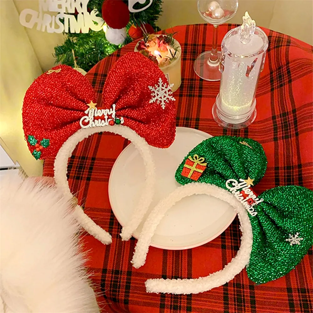 Christmas Bow Tie Headband Cute Bow Children'S Hair Accessories Holiday Party Colorful Elastic Headband Headwear Xmas Band