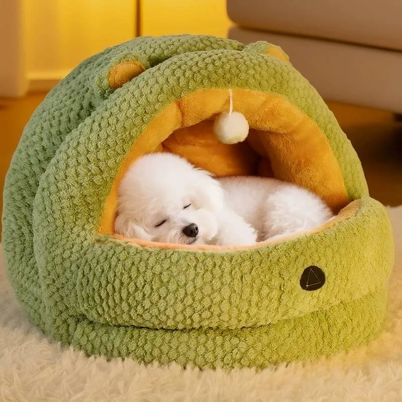 

Frenchie Unique Round Dog Kennel Basket Cute Plush Essentials Indoors Dog Supplies Modern Camas Para Perros Dog Furniture