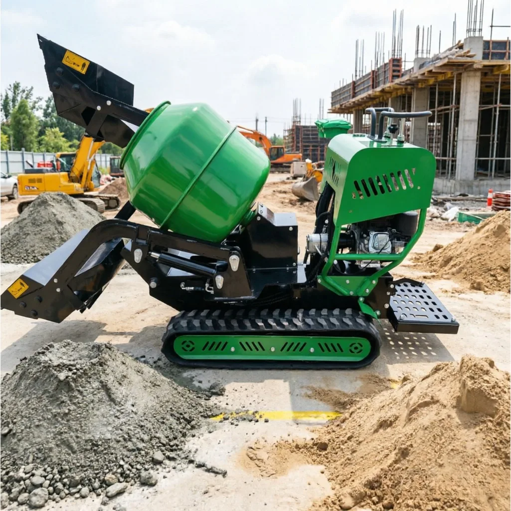 Crawler Type Self Loading Concrete Mixing Truck Off-road Rubber Track Self Propelled Small Civil Engineering Mix Vehicle