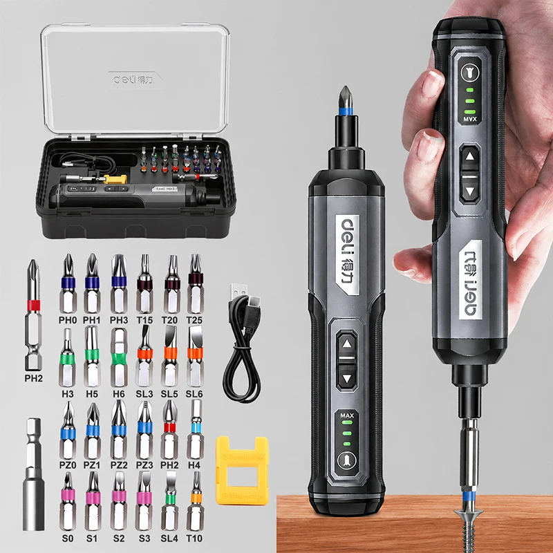 Electric Precision Screwdriver Set 3 Speed Torque Adjustable Forward Reverse for Phone Laptop Tablet Watch Eyeglasses Hand Tool