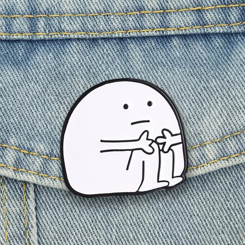 Hug Yourself Emaille-Pins, einfache, minimalistische Cartoon-Figur-Brosche, Anstecknadel, Selbstliebe-Schmuck-Accessoire, Geschenke für Freunde