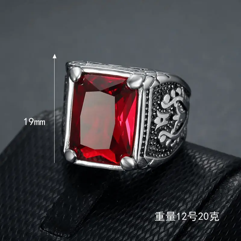 Size 7-15 Punk Retro Stainless Steel Natural Stone Men Finger Ring Mens Signet Rings Rock Jewelry Drop Shipping Never Fade