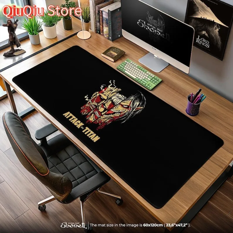 

Attack on Titan Eren Mouse Pad - Founding & Attack Titan Split Face Desk Mat, Anime Dark Art, AOT Gift Decor
