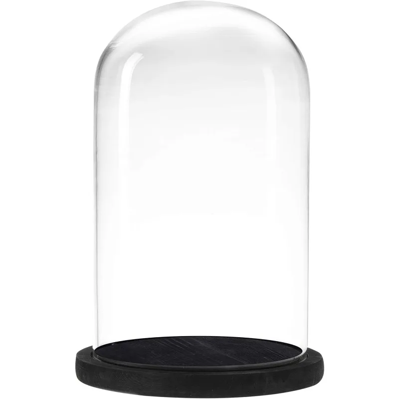 dome with base glass cloche Glass Cloche Bell Jar Display Dome with Wooden Base 6