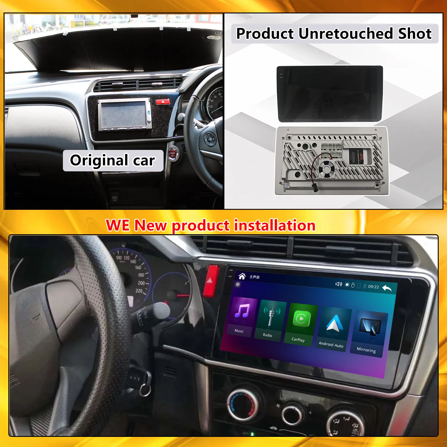 Radio Modify For Honda CITY 2014-2017 Wireless Carplay Car Multimedia Player Upgrade Touch Screen Android Auto Car Play Linux