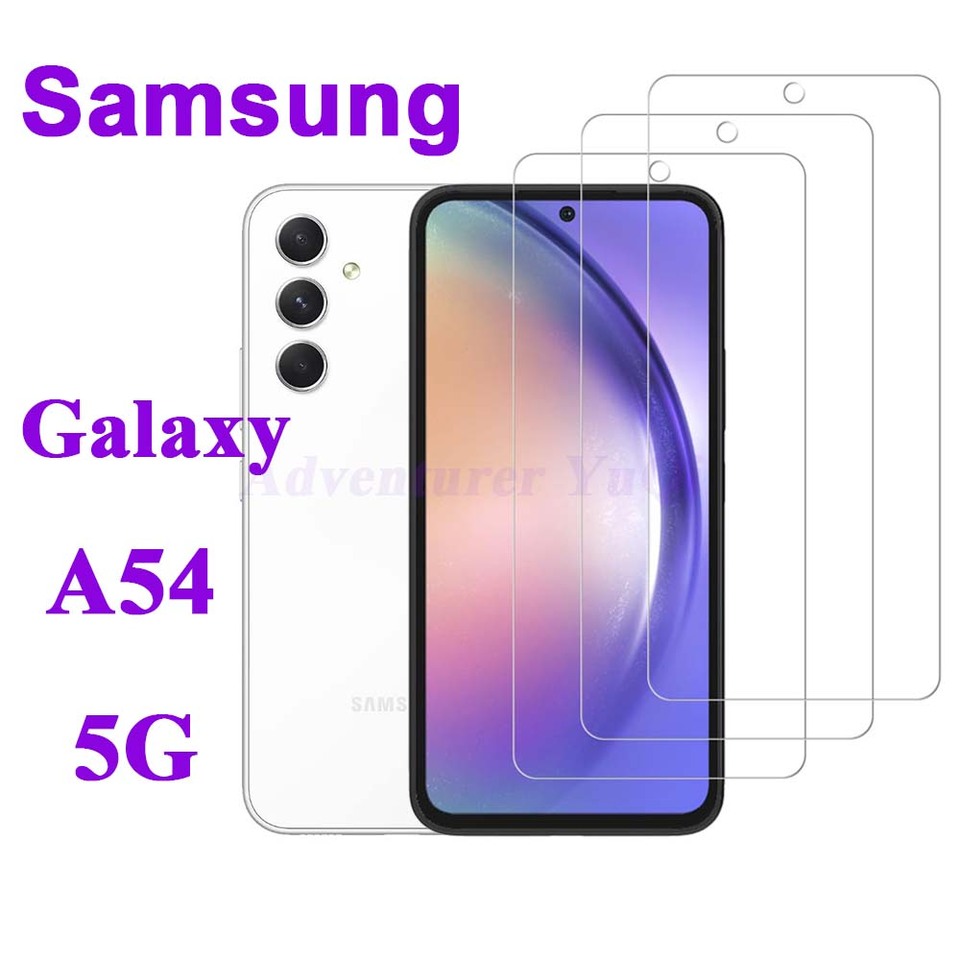 Screen Protector For Galaxy A54 5G Samsung, Tempered Glass HD 9H Transparent Ultra Clear Anti Scratch Case Friendly High Aluminu 