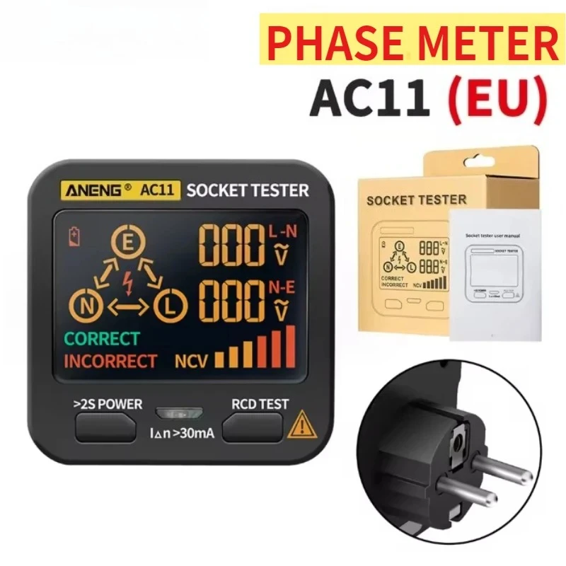 AC11 Smart Digital Outlet Socket Tester Pro Voltage Test Socket Detector EU/US/UK Universal Battery Tester Checker Tool